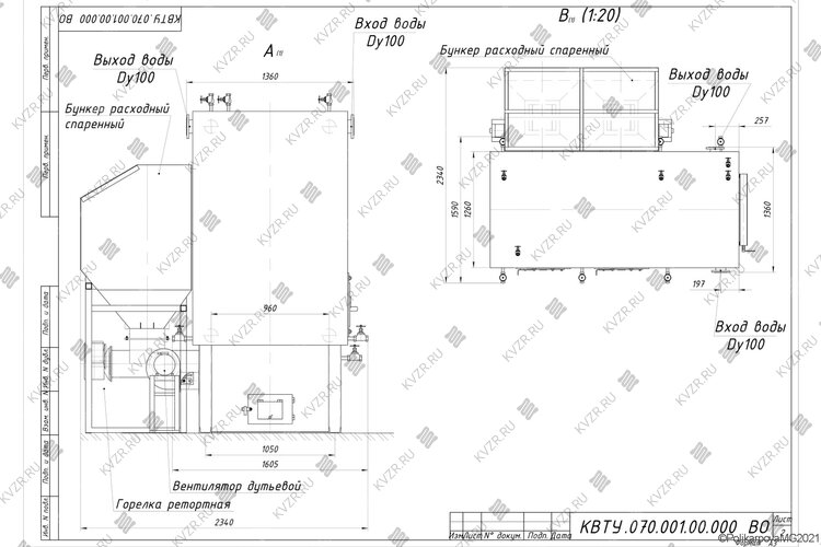 Пеллетный котел 800 кВт чертеж