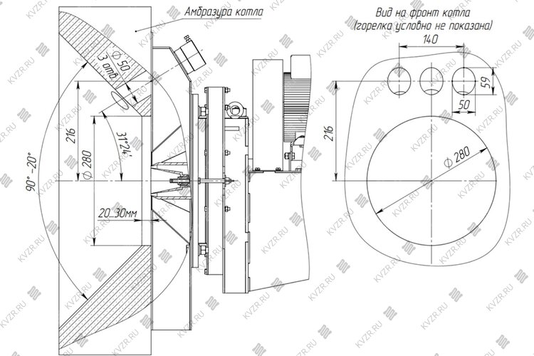 Чертеж горелки РМГ-1м-01