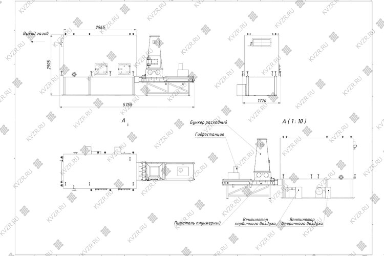 Чертеж котла 1000 кВт на щепе